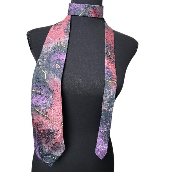 Haggar Other - Vintage Haggar Artsy Tie Purple Multicolor Men's Neck Retro Abstract 90s Y2K
